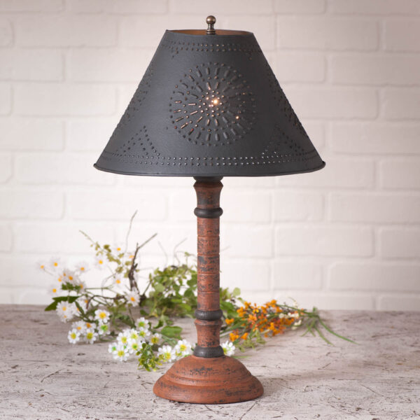 Hartford Pumpkin over Black Gatlin Wood Table Lamp in Hartford Pumpkin with Textured Metal Shade Lamps