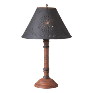 Hartford Pumpkin over Black Gatlin Wood Table Lamp in Hartford Pumpkin with Textured Metal Shade