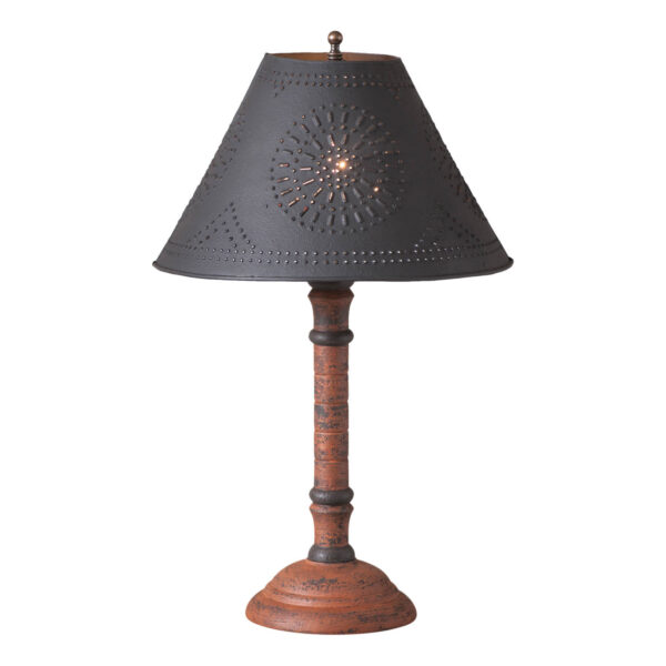 Hartford Pumpkin over Black Gatlin Wood Table Lamp in Hartford Pumpkin with Textured Metal Shade