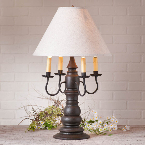 Americana Black Bradford Lamp in Americana Black with Linen Fabric Shade Lamps