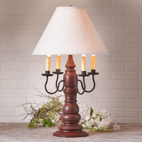 Americana Plantation Red Bradford Lamp in Americana Red with Linen Fabric Shade Lamps