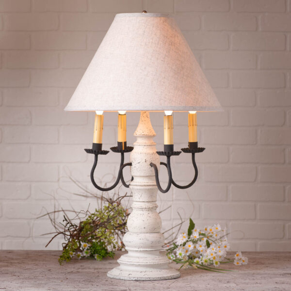 Americana White Bradford Lamp in Americana White with Linen Fabric Shade Lamps