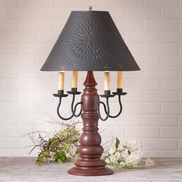 Americana Plantation Red Bradford Lamp in Americana Red with Textured Metal Shade Lamps