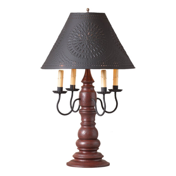 Americana Plantation Red Bradford Lamp in Americana Red with Textured Metal Shade