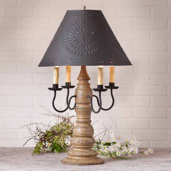 Americana Pearwood Bradford Lamp in Americana Pearwood with Textured Metal Shade Lamps