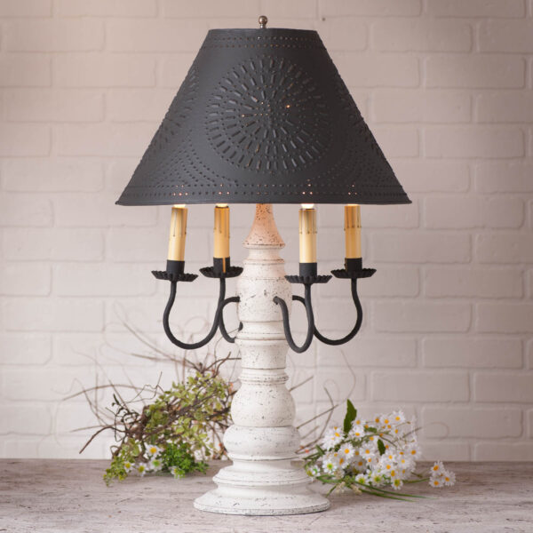 Americana White Bradford Lamp in Americana White with Textured Metal Shade Lamps