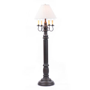 Americana Black General James Floor Lamp in Black with Linen Fabric Shade