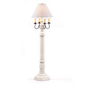 Americana White General James Floor Lamp in White with Linen Fabric Shade