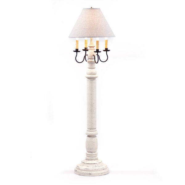 Americana White General James Floor Lamp in White with Linen Fabric Shade