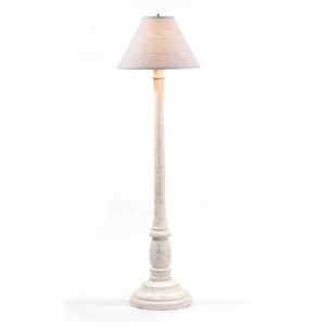 Americana White Brinton House Floor Lamp in White with Linen Fabric Shade