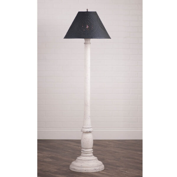 Americana White Brinton House Floor Lamp Americana White with Textured Black Metal Shade Lamps