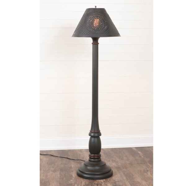 Rustic Black Brinton Floor Lamp in Rustic Black with Smokey Black Metal Shade Lamps