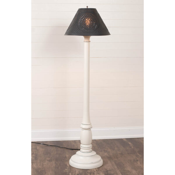 Rustic White Brinton Floor Lamp in Rustic White with Smokey Black Metal Shade Lamps