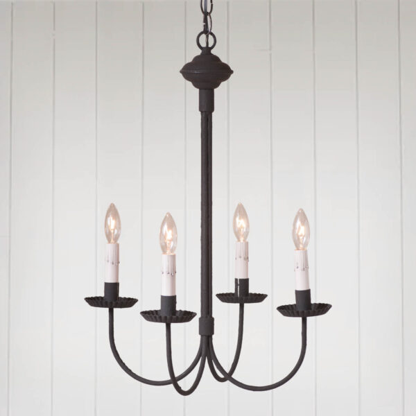 Textured Black 4-Arm Grandview Chandelier with Gray Sleeves Chandeliers - Tin