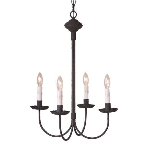 Textured Black 4-Arm Grandview Chandelier with Gray Sleeves