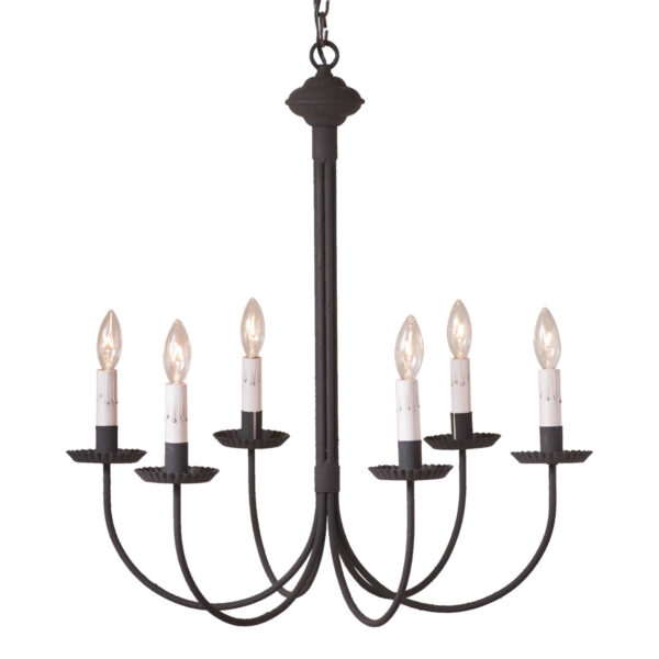 Textured Black 6-Arm Grandview Chandelier with Gray Sleeves