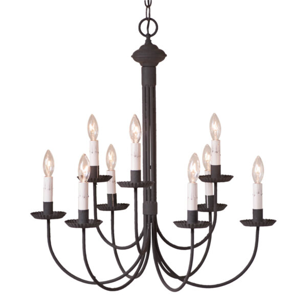 Textured Black 9-Arm Grandview Chandelier with Gray Sleeves