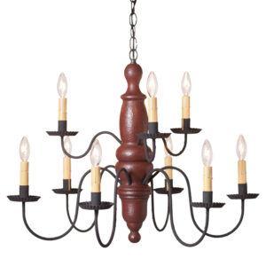 Americana Red 9-Arm Fairfield Wood Chandelier in Americana Red