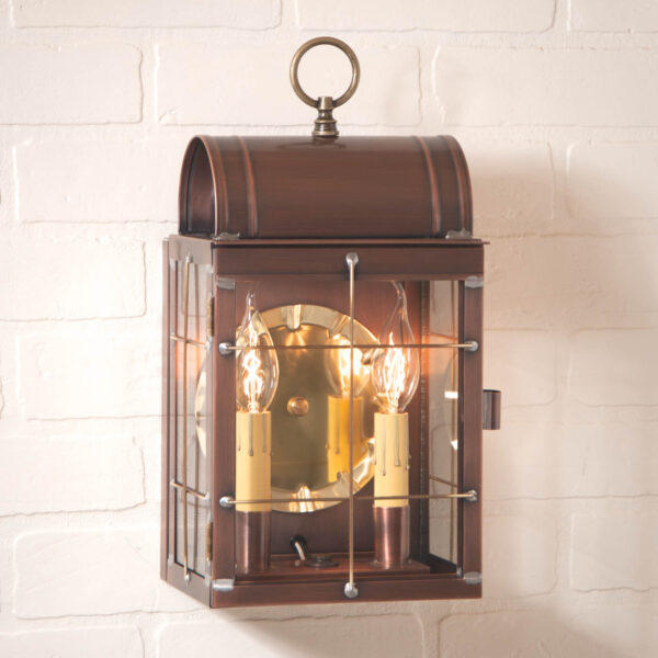 Antiqued Solid Copper Toll House Wall Lantern in Antique Copper - 2-Light Outdoor Lights