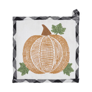 Farmhouse Annie Black Check Pumpkin Trivet 8x8 by Seasons Crest