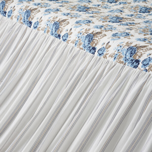VHC-69994 - Annie Blue Floral Ruffled King Coverlet 80x76+27