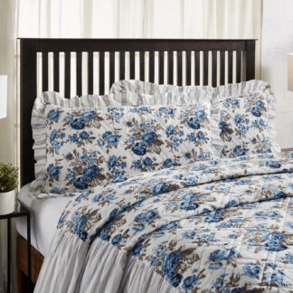 Farmhouse Annie Blue Floral Ruffled King Sham 21x37 by April & Olive