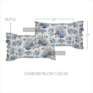 Farmhouse Annie Blue Floral Ruffled Standard Pillow Case Set of 2 21x26+8 by April & Olive