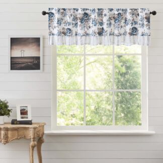 Farmhouse Annie Blue Floral Ruffled Valance 16x60 by April & Olive