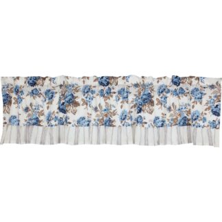 Farmhouse Annie Blue Floral Ruffled Valance 16x72 by April & Olive