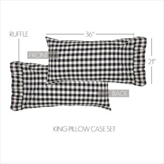 Farmhouse Annie Buffalo Black Check King Pillow Case Set of 2 21x36+4 by April & Olive