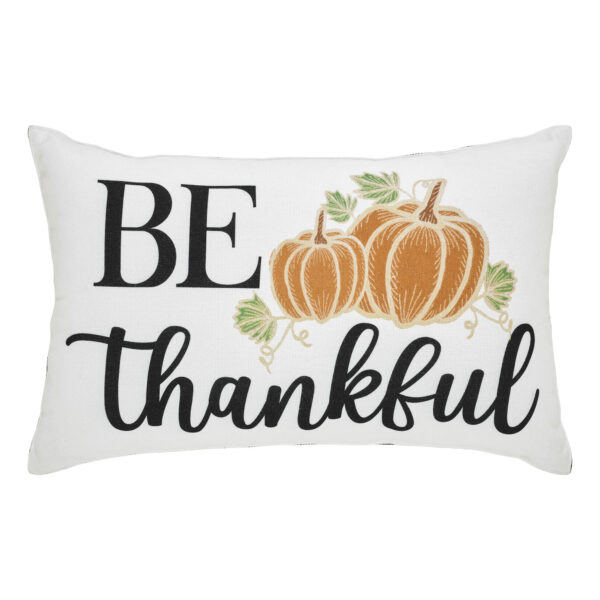 VHC-84002 - Annie Black Check Be Thankful Pumpkin Pillow 14x22