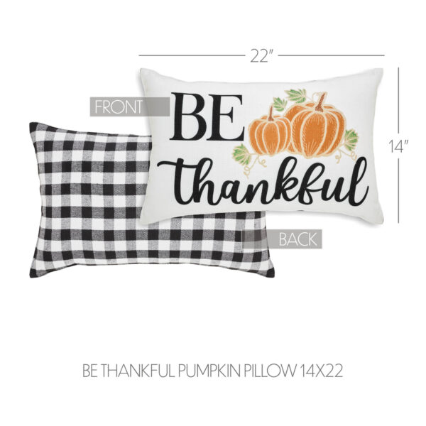 VHC-84002 - Annie Black Check Be Thankful Pumpkin Pillow 14x22