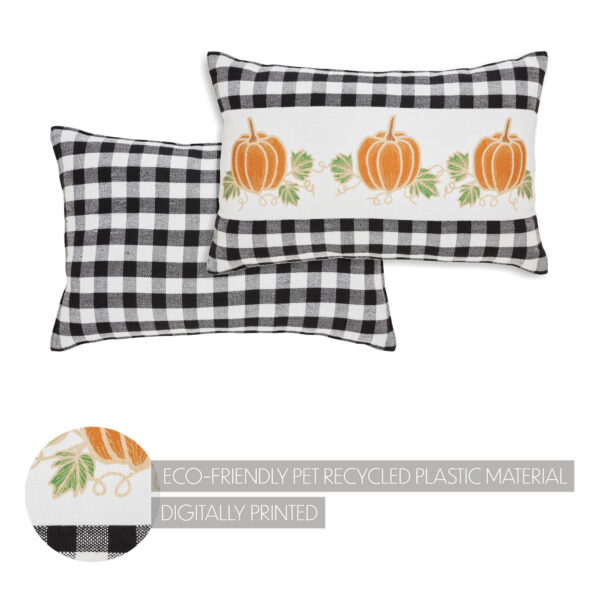 VHC-84003 - Annie Black Check Pumpkin Patch Pillow 14x22