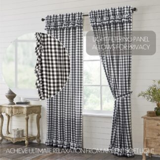 Farmhouse Annie Buffalo Black Check Ruffled Panel Set of 2 96x50 by April & Olive