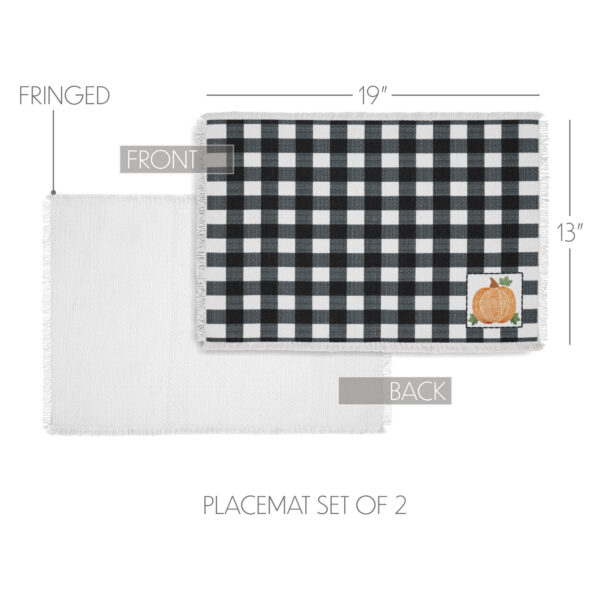 VHC-84008 - Annie Black Check Pumpkin Placemat Set of 2 13x19
