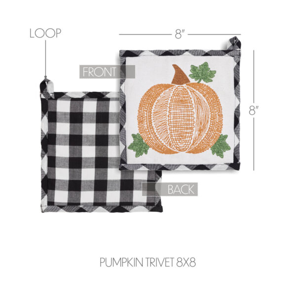 VHC-84006 - Annie Black Check Pumpkin Trivet 8x8