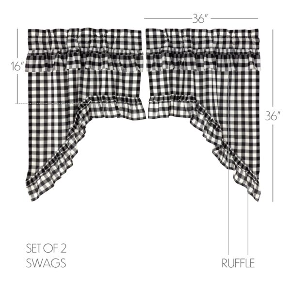 VHC-51113 - Annie Buffalo Black Check Ruffled Swag Set of 2 36x36x16
