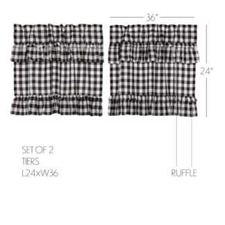 Farmhouse Annie Buffalo Black Check Ruffled Tier Set of 2 L24xW36 by April & Olive