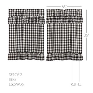 Farmhouse Annie Buffalo Black Check Ruffled Tier Set of 2 L36xW36 by April & Olive