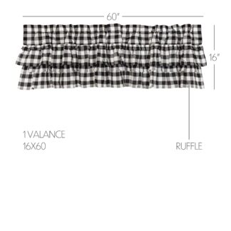 Farmhouse Annie Buffalo Black Check Ruffled Valance 16x60 by April & Olive