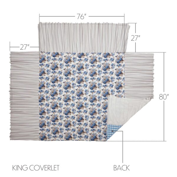 Annie Blue Floral Ruffled King Coverlet 80x76+27 - Image 6