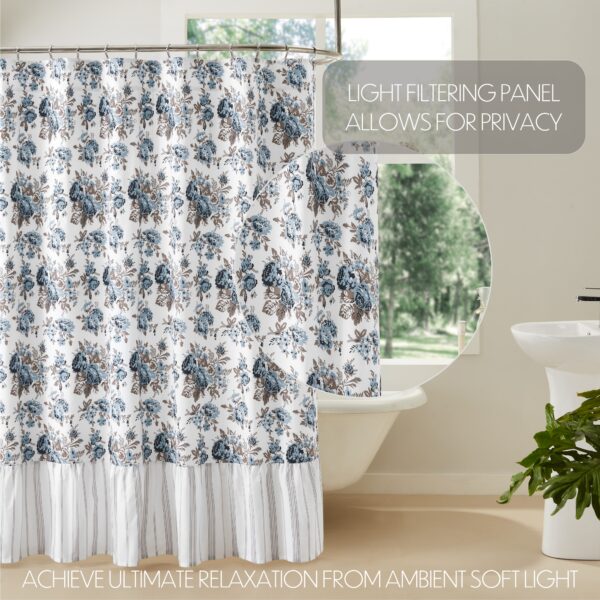 VHC-70005 - Annie Blue Floral Ruffled Shower Curtain 72x72