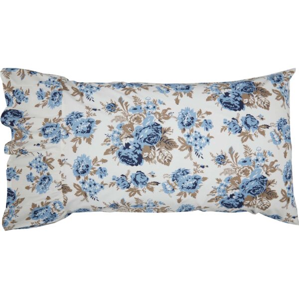 VHC-70001 - Annie Blue Floral Ruffled Standard Pillow Case Set of 2 21x26+8