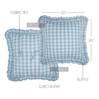 Farmhouse Annie Buffalo Blue Check Fabric Euro Sham 26x26 by April & Olive