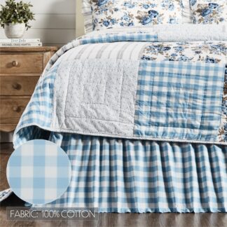 Farmhouse Annie Buffalo Blue Check King Bed Skirt 78x80x16 by April & Olive