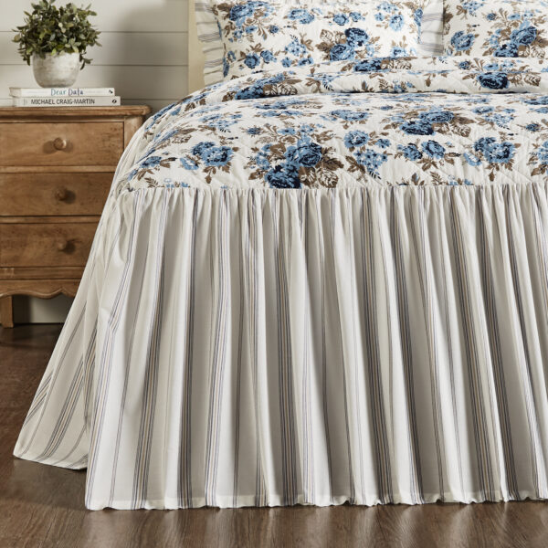 VHC-69996 - Annie Blue Floral Ruffled Twin Coverlet 76x39+27