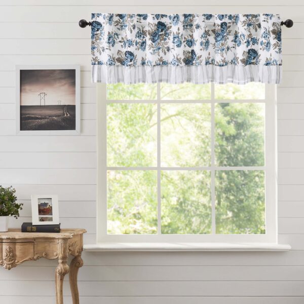 VHC-70004 - Annie Blue Floral Ruffled Valance 16x72