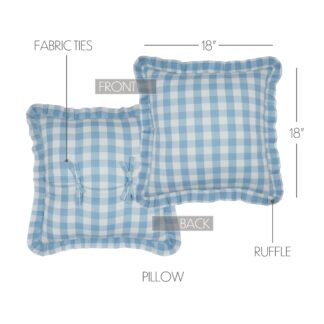Farmhouse Annie Buffalo Blue Check Ruffled Fabric Pillow 18x18 by April & Olive