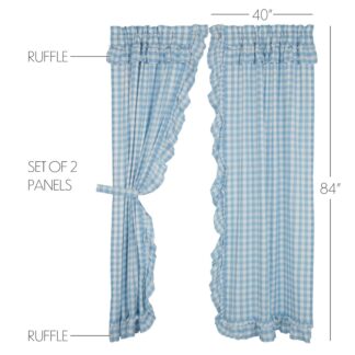 Farmhouse Annie Buffalo Blue Check Ruffled Panel Set of 2 84x40 by April & Olive