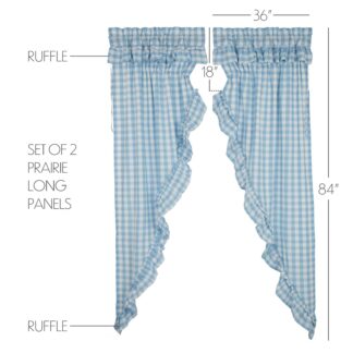 Farmhouse Annie Buffalo Blue Check Ruffled Prairie Long Panel Set of 2 84x36x18 by April & Olive